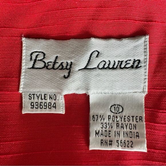 Vintage Betsy Lauren Blouse Red Black Tunic 10 - Picture 10 of 11